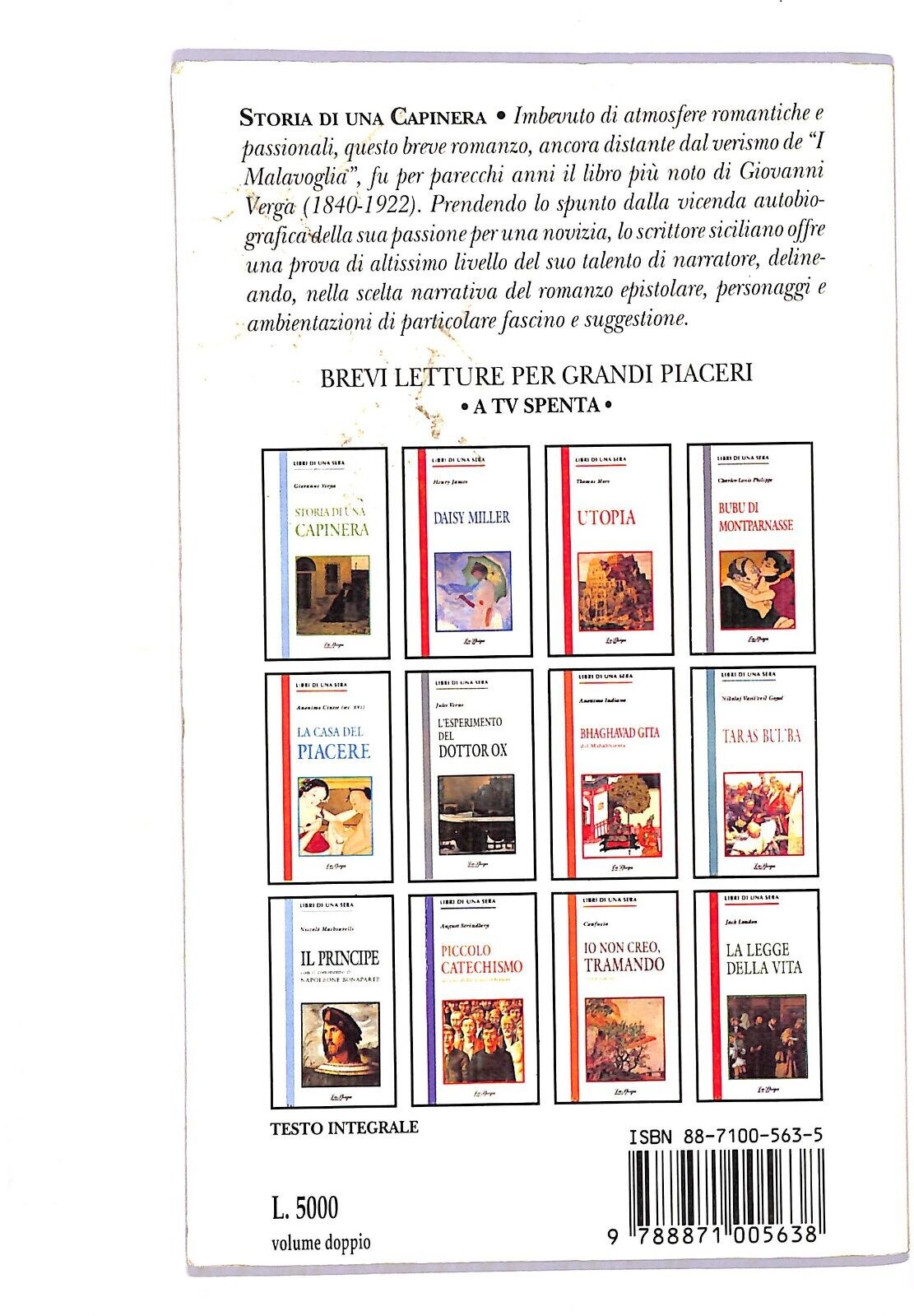 EBOND Storia Di Una Capinera Giovanni Verga Libro LI003771