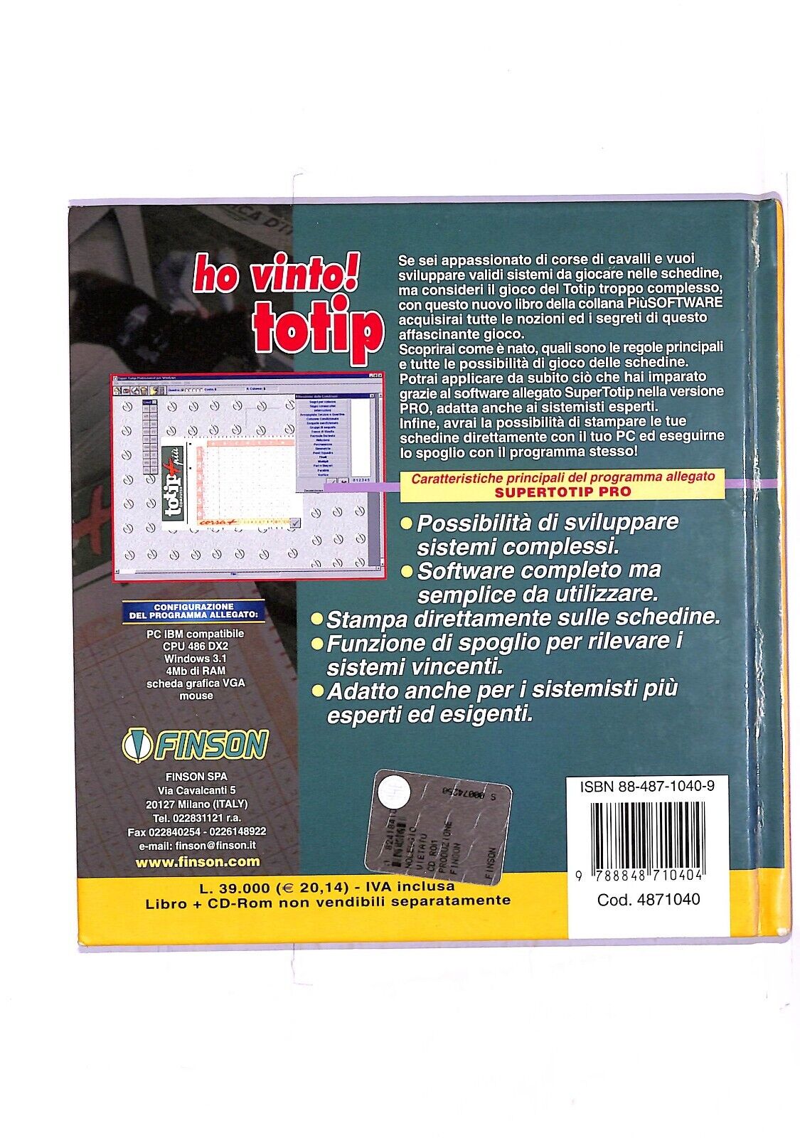 EBOND Ho Vinto! Totip ( No-rom) Libro LI003914