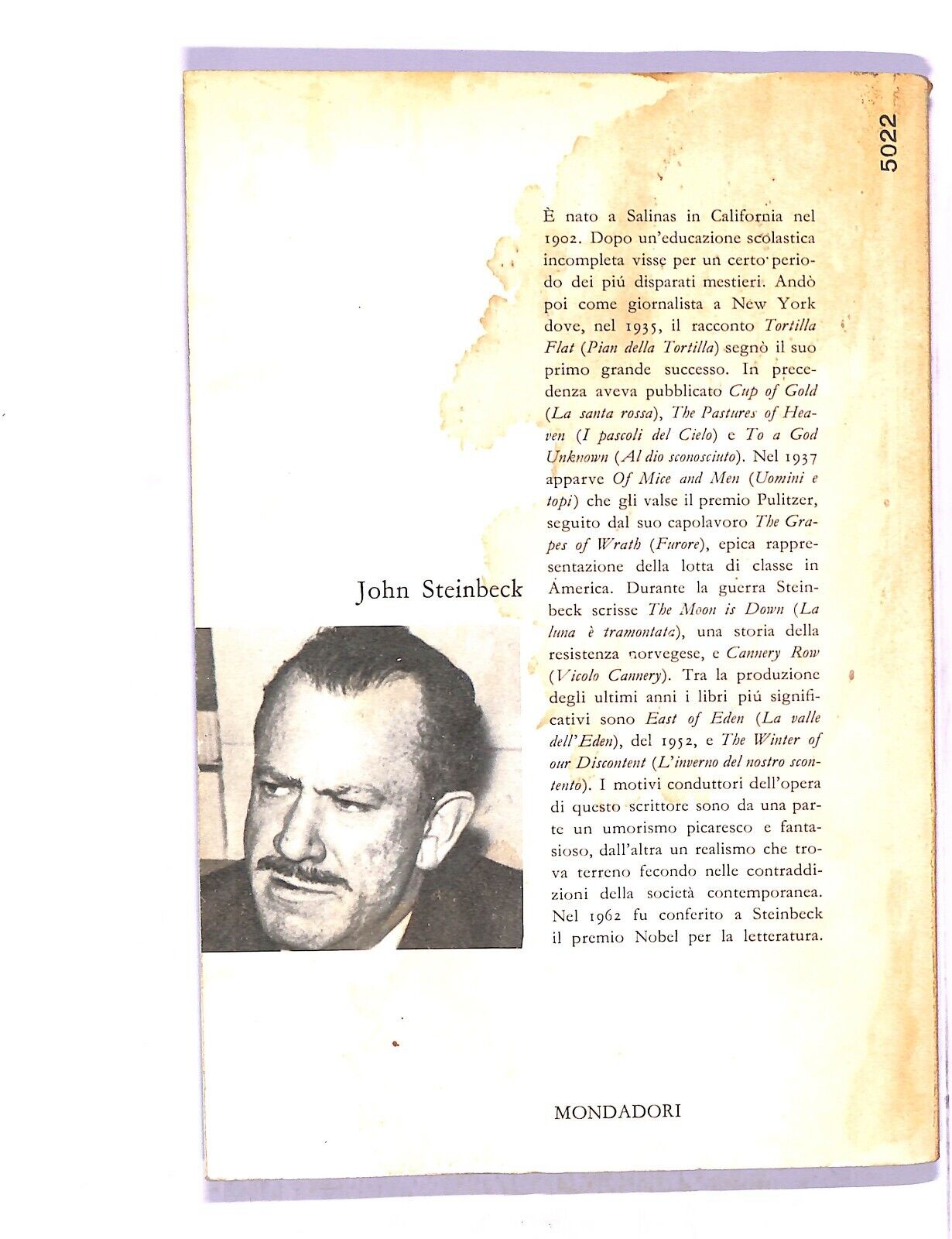 EBOND John Steinbeck Al Dio Sconosciuto Libro LI004904