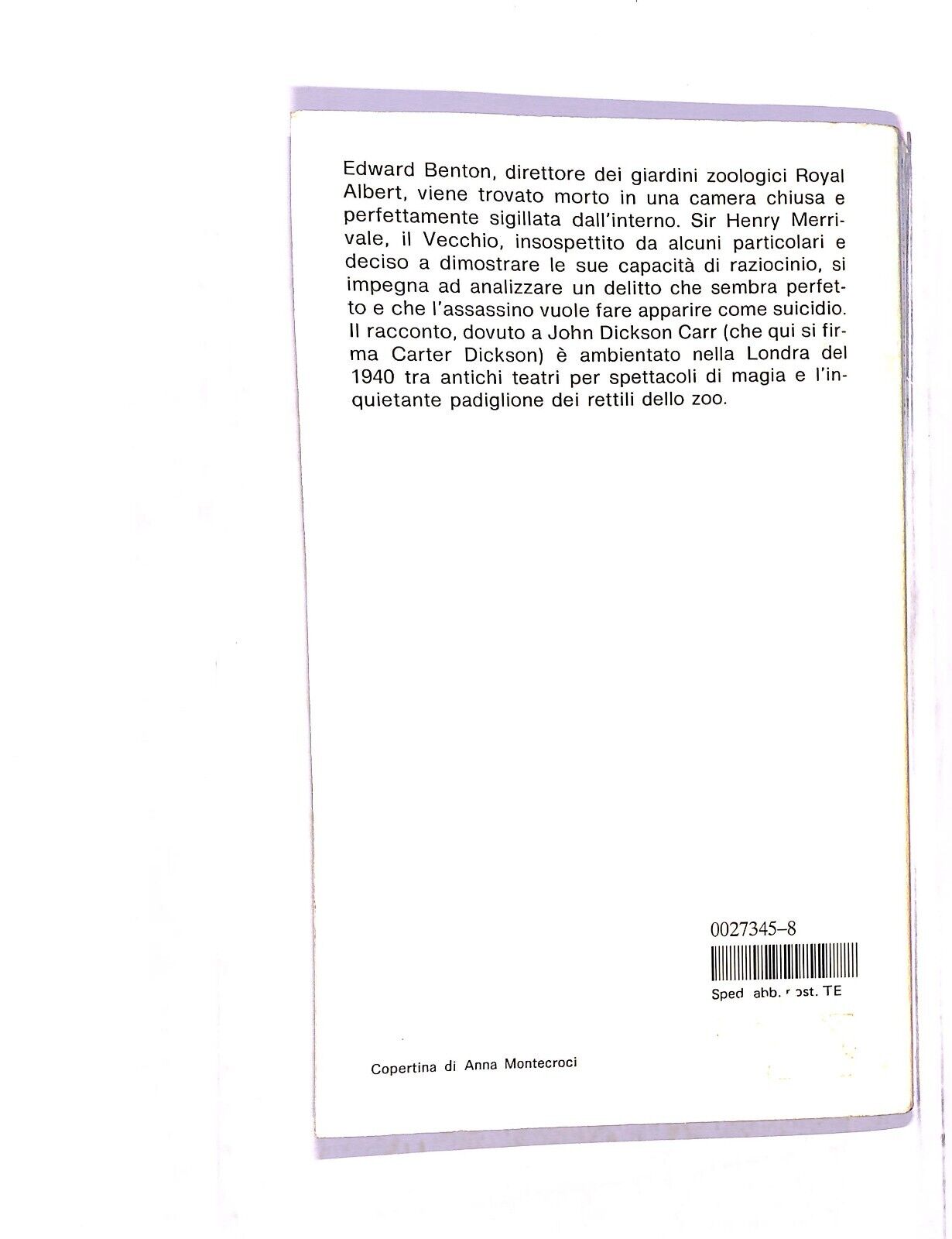 EBOND Carter Dickson Perche Uccideere Patience? Libro LI005110