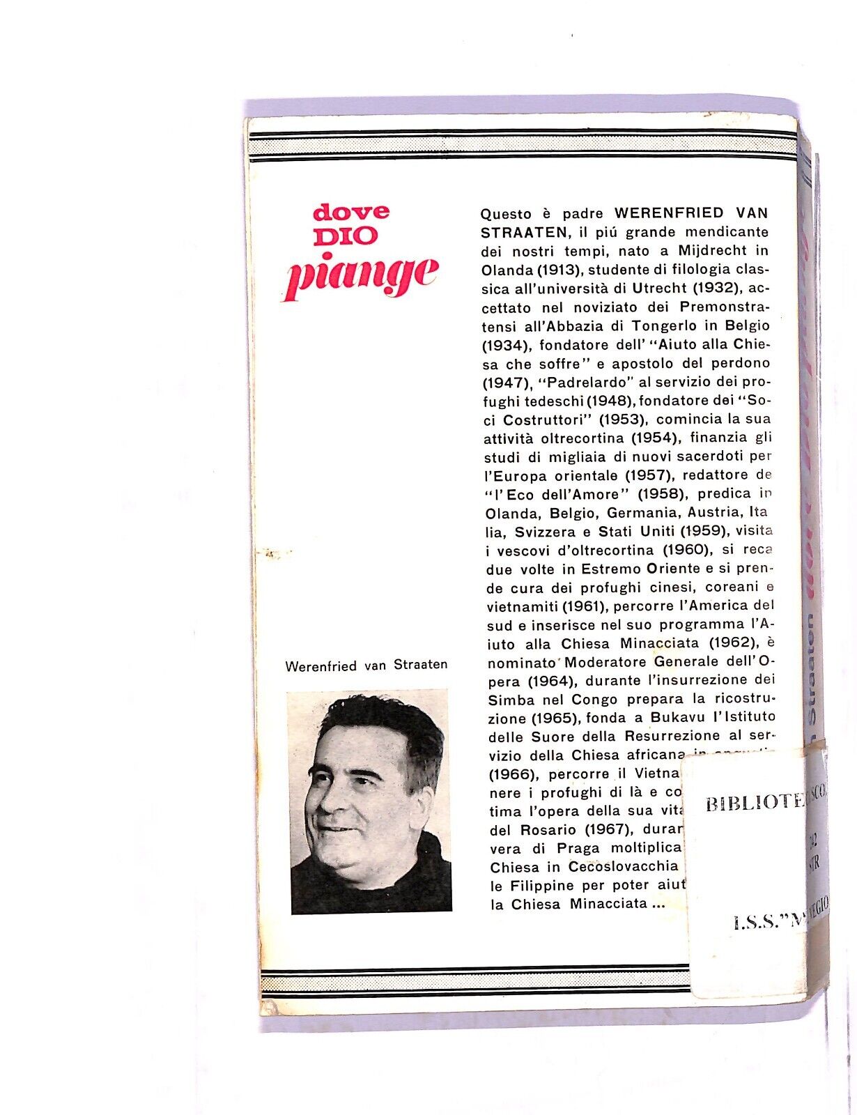 EBOND Dove Dio Piangedi Werenfried Van Straaten Libro LI005119