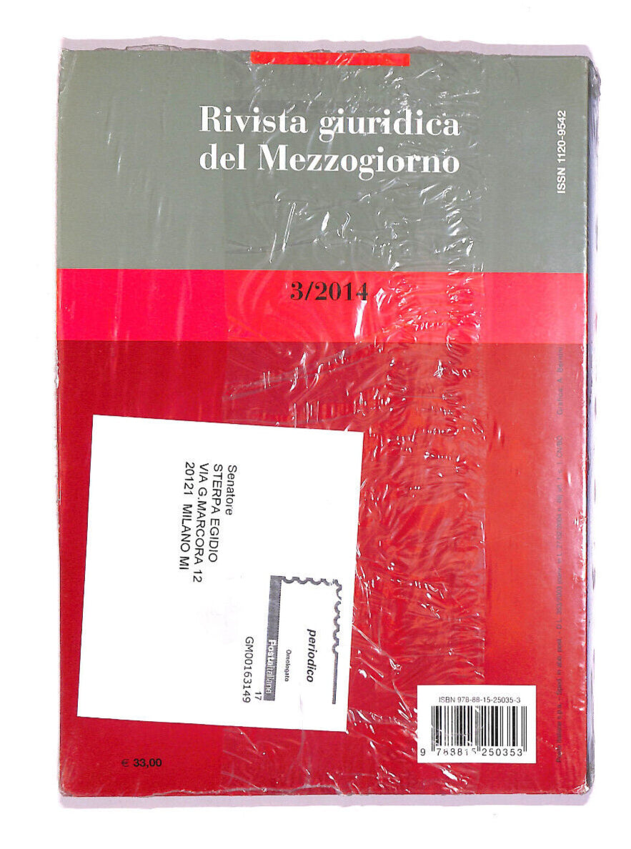 EBOND Rivista Giuridica Del Mezzogiorno Vol 3 2014 Libro LI007906