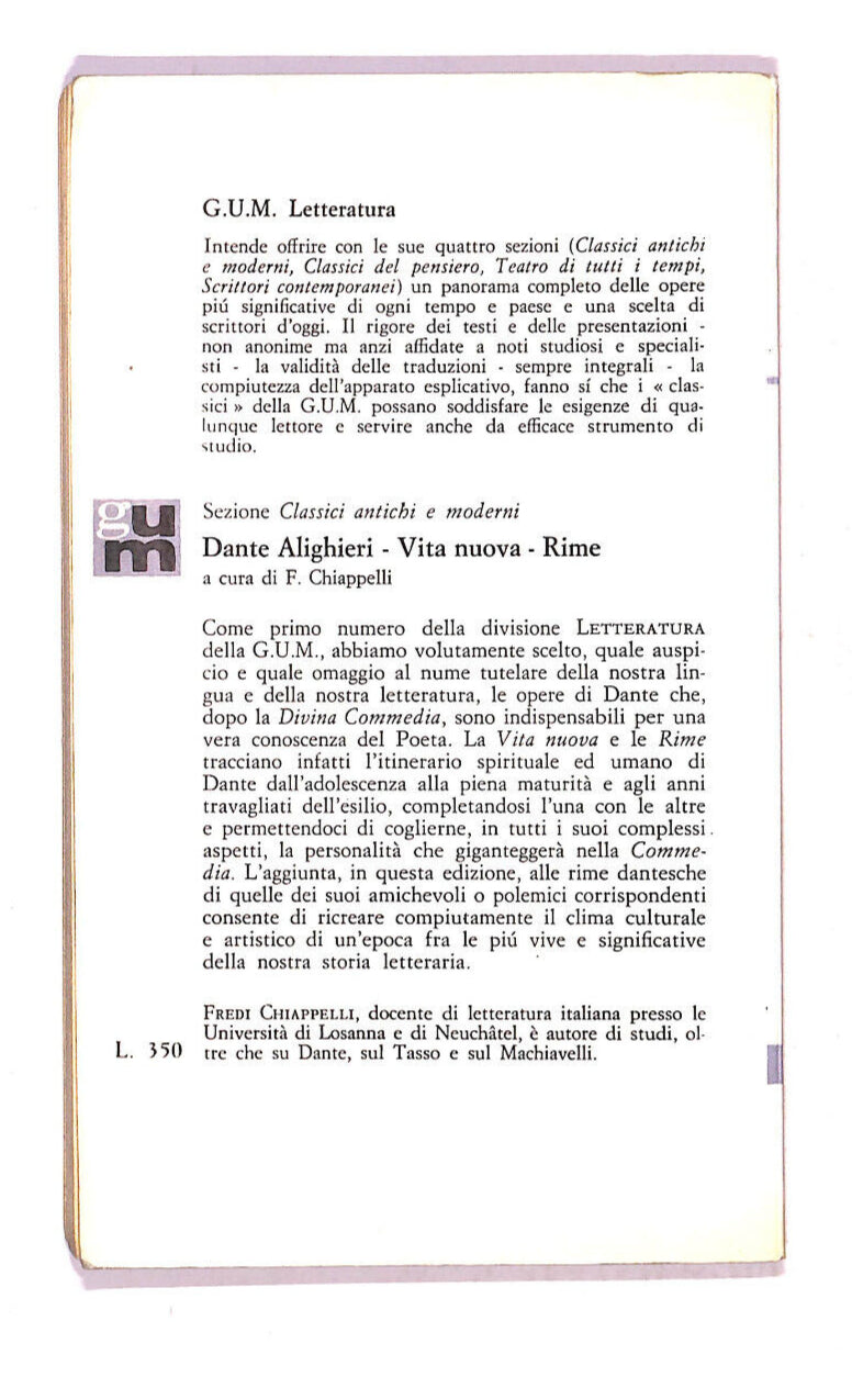 EBOND Dante Alighieri - Vita Nuova Rime Libro LI008003