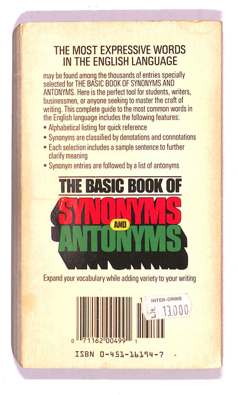 EBOND The Basic Book Of Synonyms And Antonyms Libro LI008255