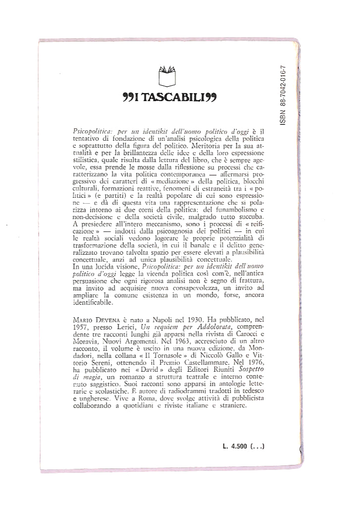EBOND Psicopolitica: Per Un Identikit Dell'uomo Politico Di Oggi Libro LI011911