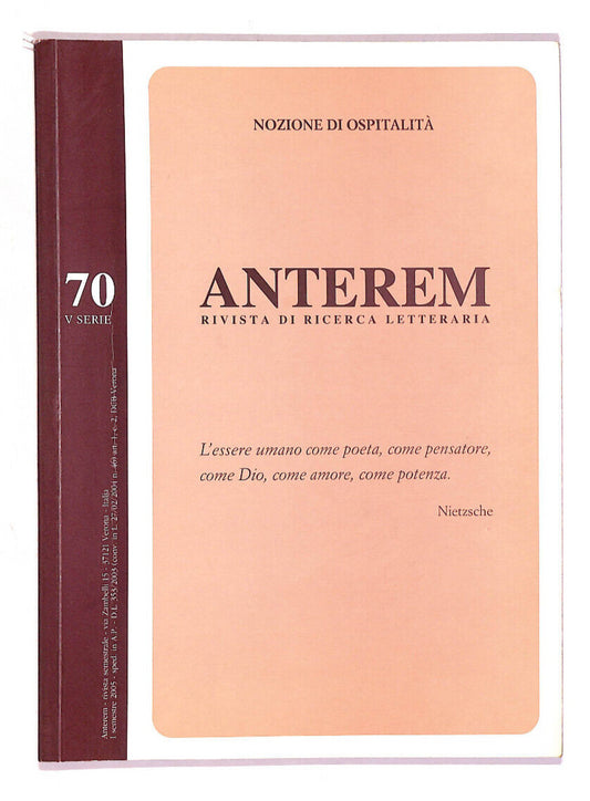 EBOND Nozione Di Ospitalita Rivista Di Ricerca Letteraria 70 Libro LI013510