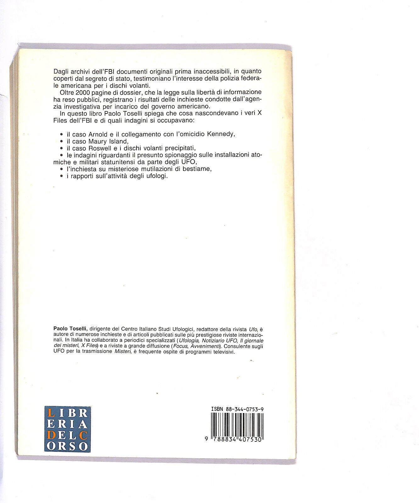 EBOND F.b.i. Dossier Ufo I Veri X Files Di Paolo Toselli Libro LI013709