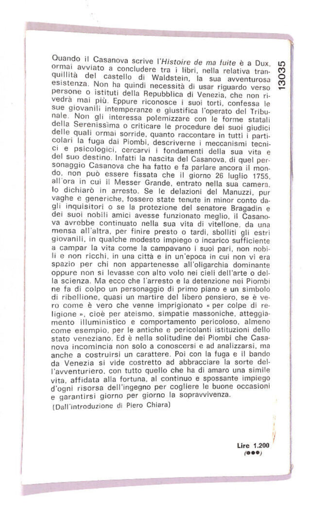 EBOND Storia Della Mia Fuga Dai Piombi Di Giacomo Casanova Libro LI013811