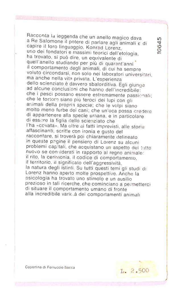 EBOND L'anello Di Re Salomone Di Konrad Lorenz Libro LI014656