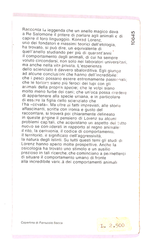 EBOND L'anello Di Re Salomone Di Konrad Lorenz Libro LI014656