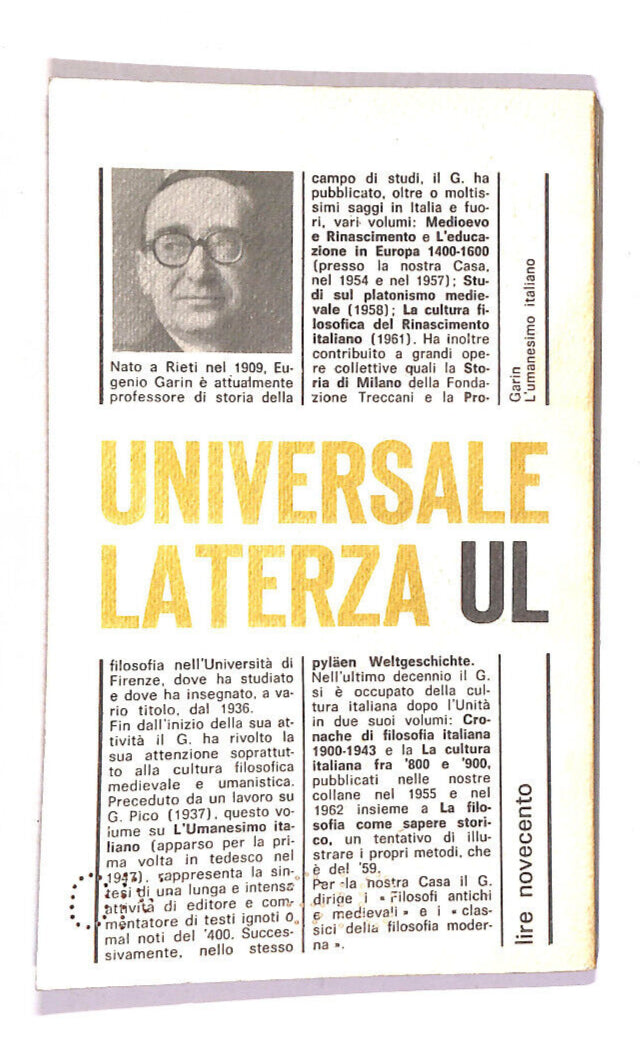 EBOND L'umanesimo Italiano Di Eugenio Garin Libro LI014864