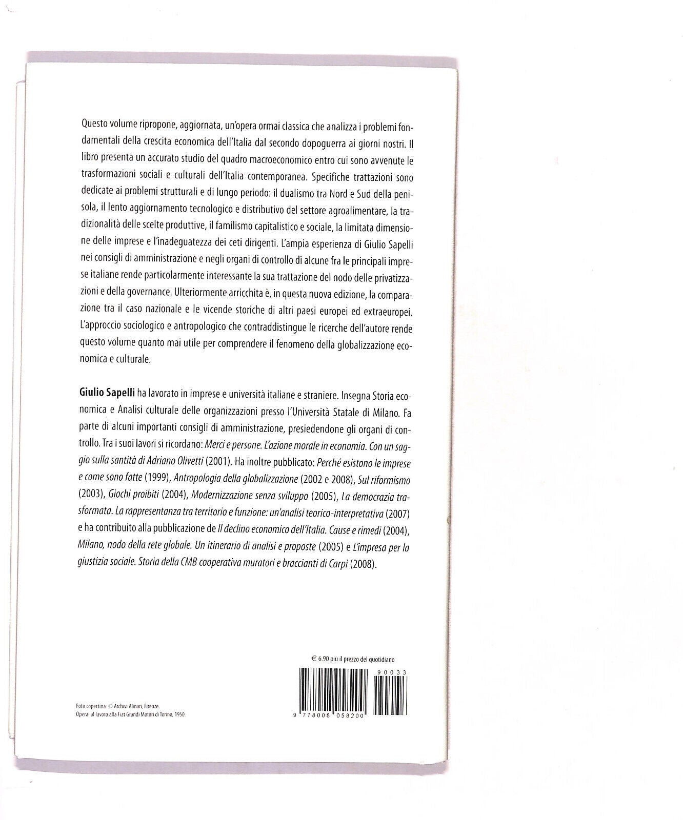 EBOND Storia Economia Dell'italia Contemporanea Di Giulio Sapelli Libro LI016153