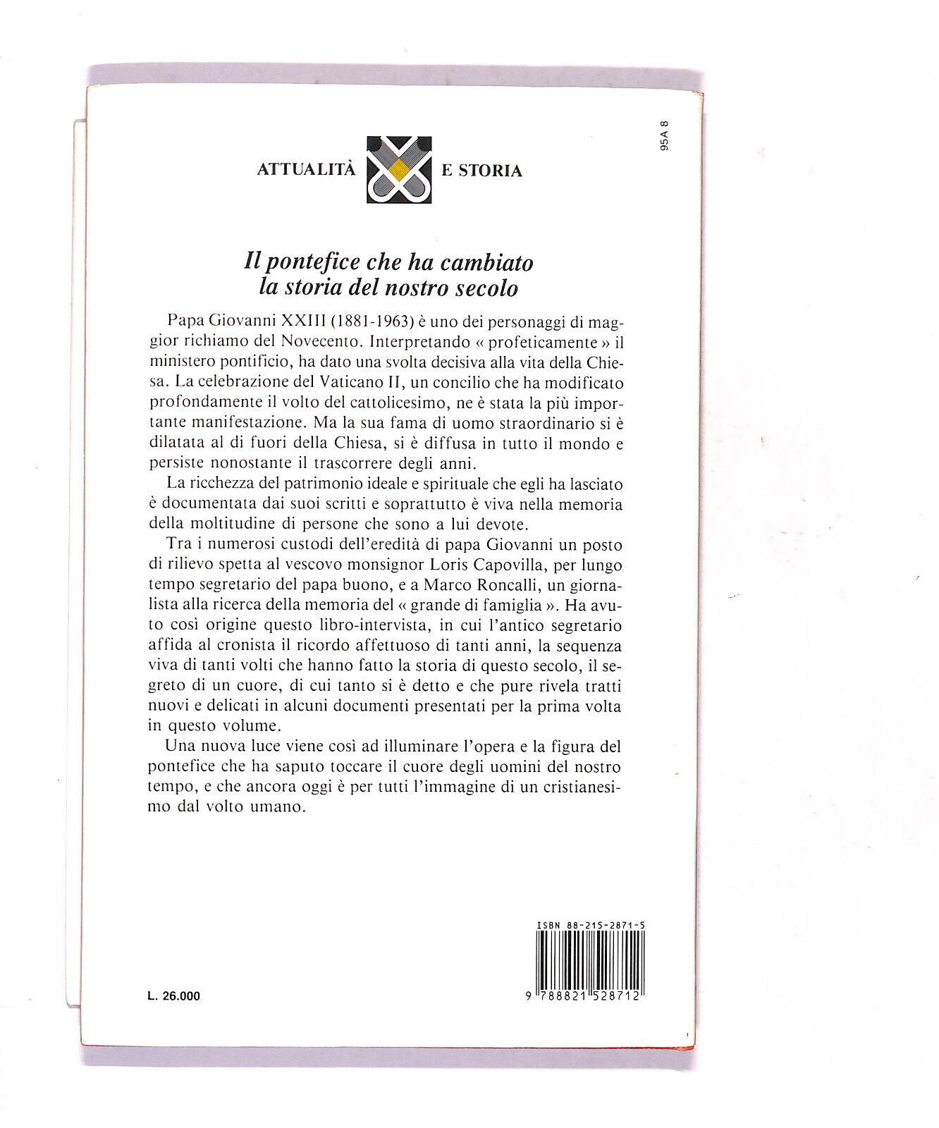 EBOND Giovanni Xxiii Nel Ricordo Del Segretario Loris F. Capovilla Libro LI017249