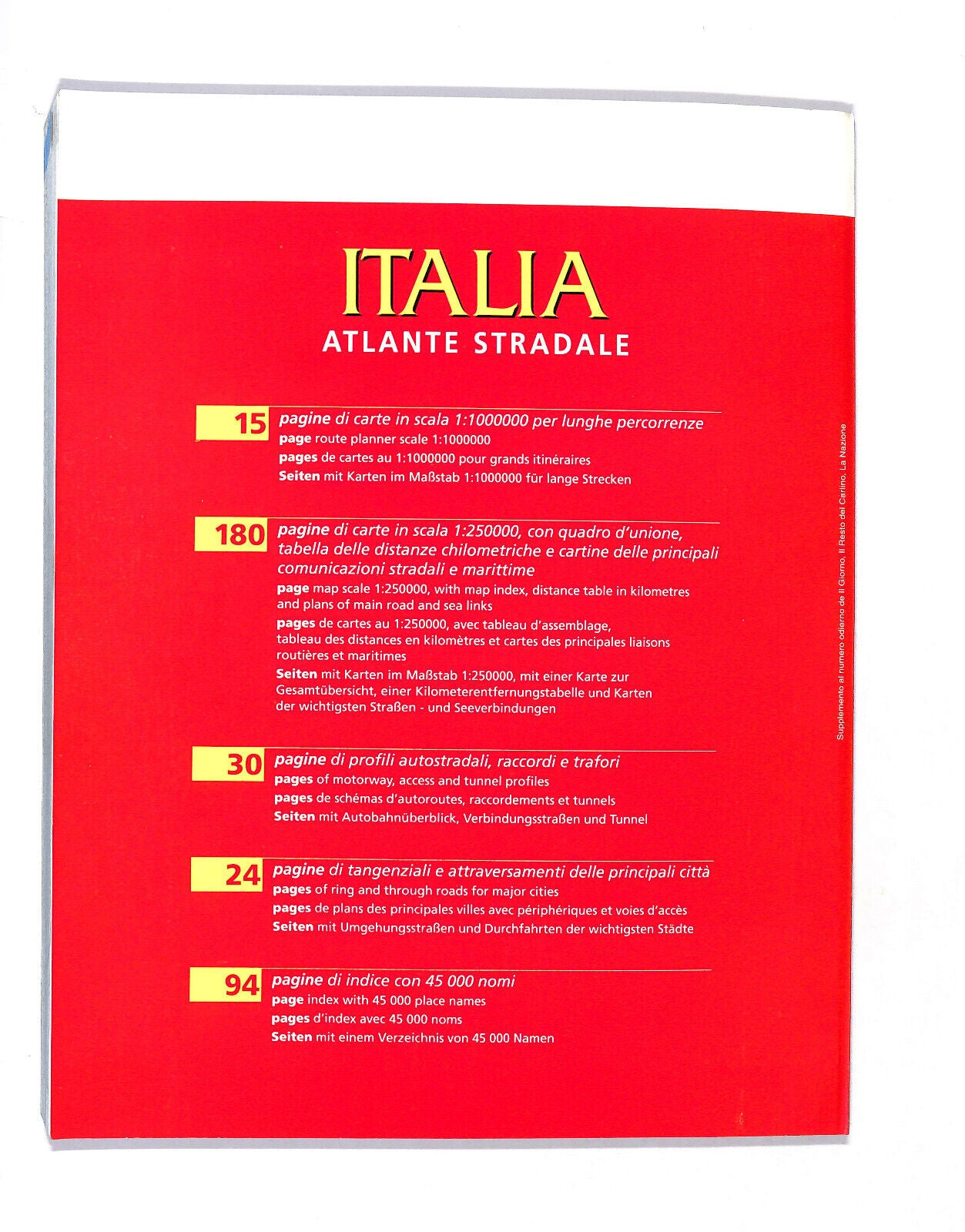 EBOND Italia Atlante Stradale Istituto Geografico Deagostini 2001 Libro LI017449