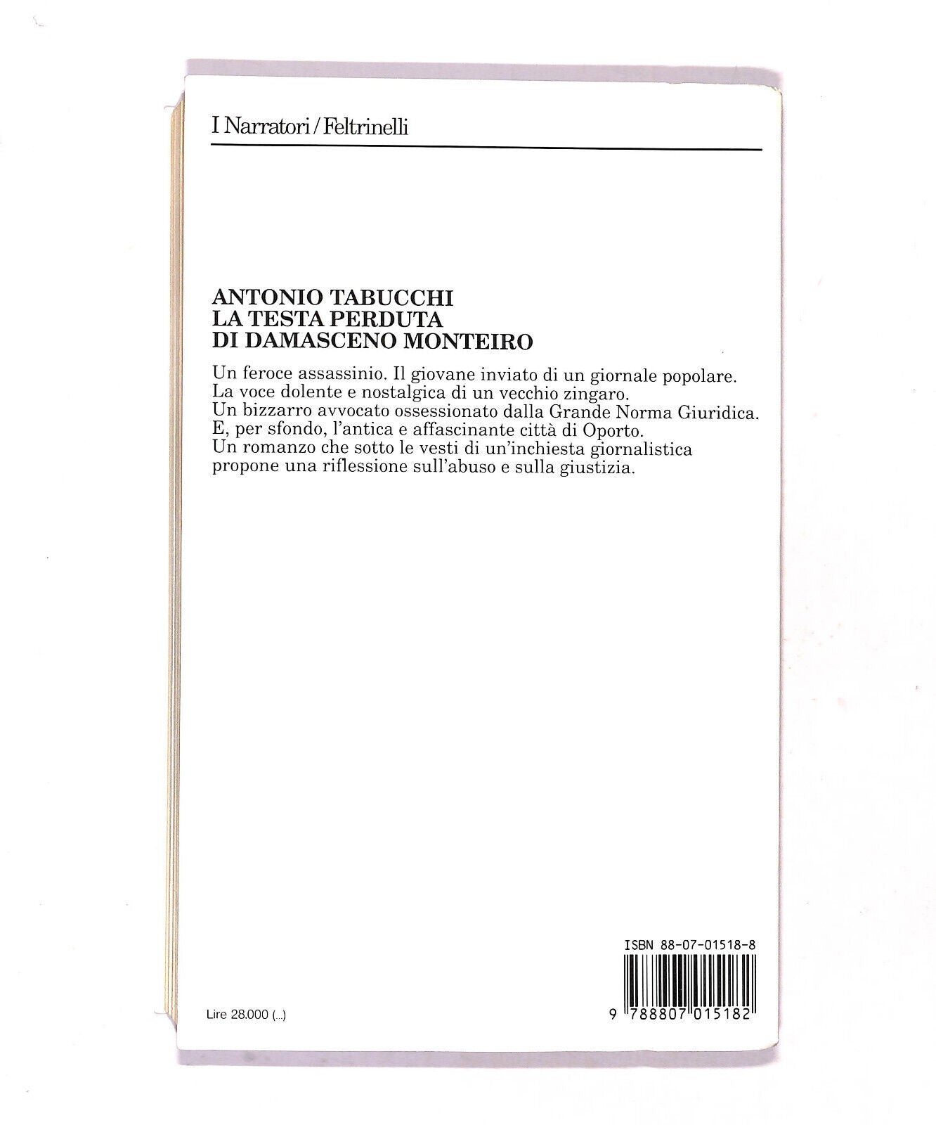 EBOND La Testa Perduta Di Damasceno Monteiro Antonio Tabucchi Libro LI018761