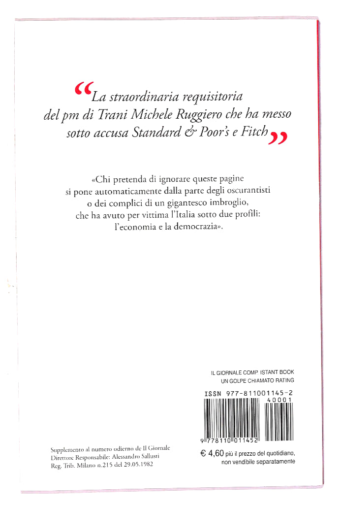 EBOND Un Golpe Chiamato Rating Di Alessandro Sallusti Libro LI019114
