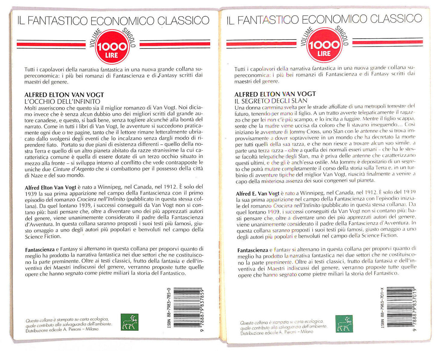 EBOND L'occhio Dell'infinito e Il Segreto Degli Slan Vol 28 e 32 Libro LI020462