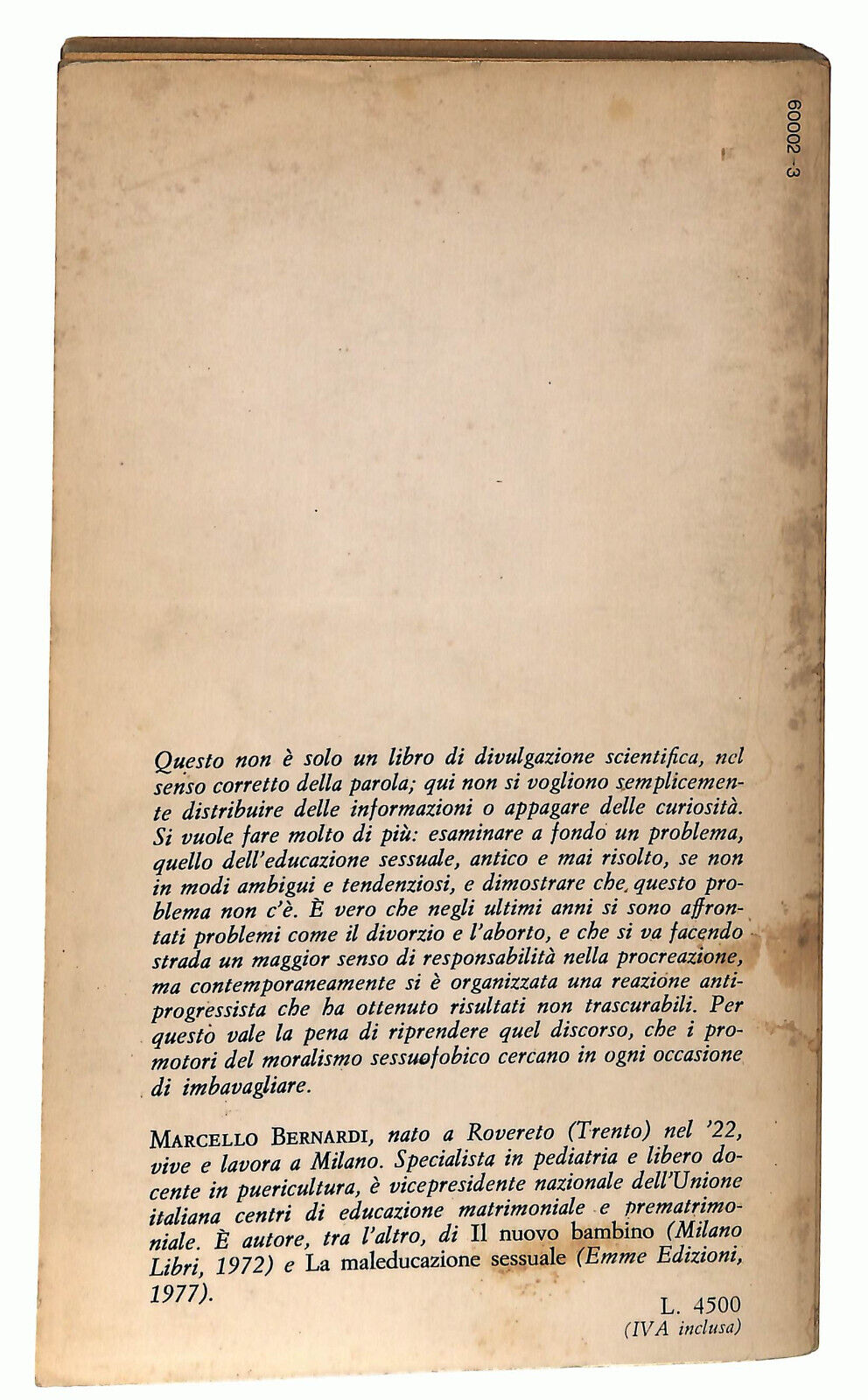 EBOND Il Problema Inventato Di Marcello Bernardi Ed Sessuale 1971 Libro LI021958