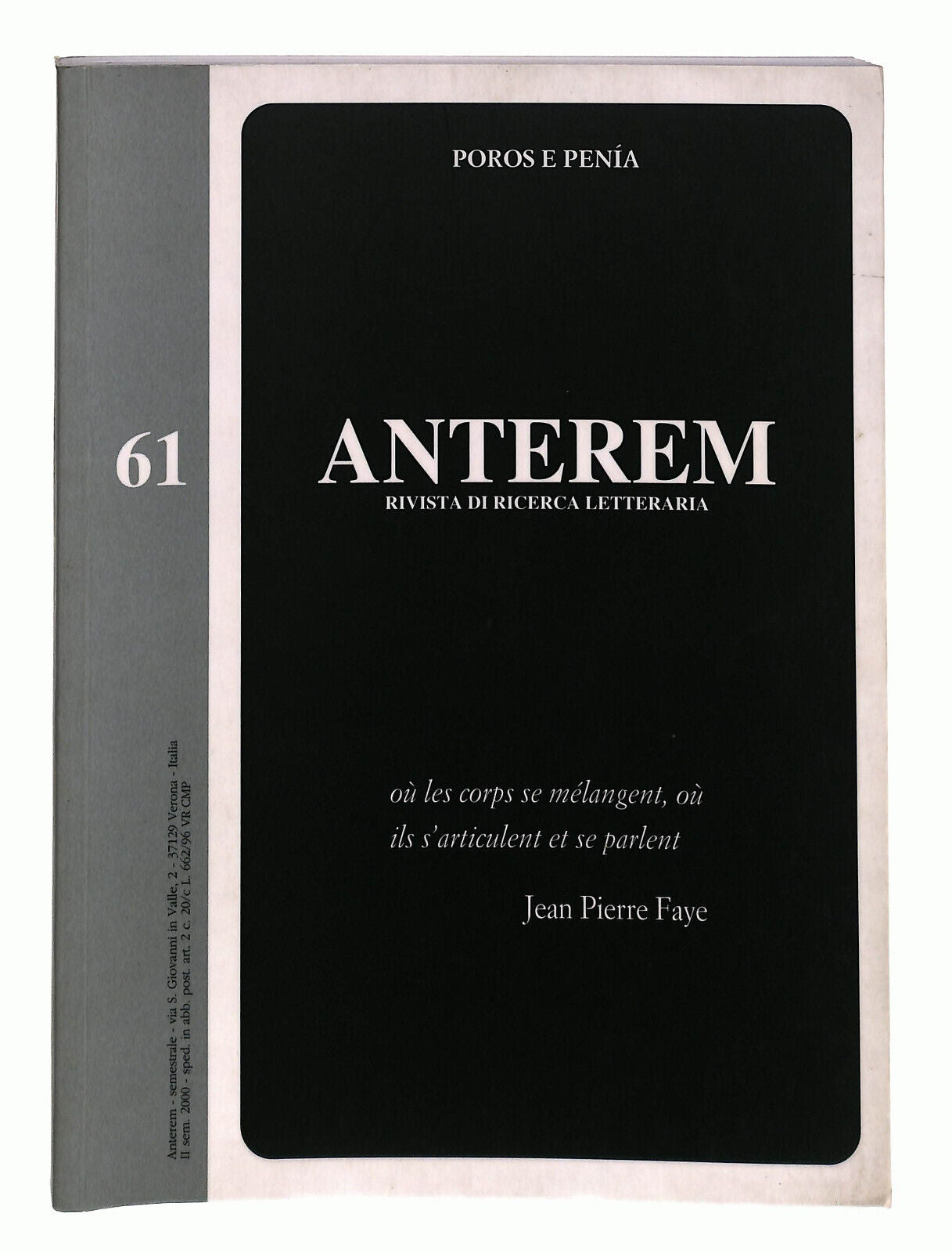 EBOND Anterem Rivista Di Ricerca Letteraria n 61 Libro LI022358