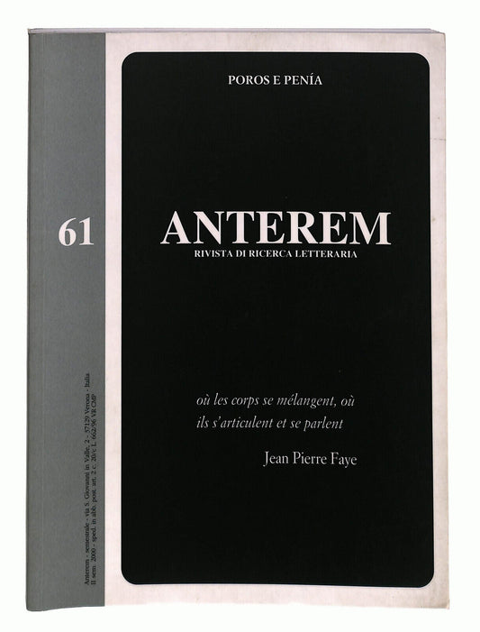 EBOND Anterem Rivista Di Ricerca Letteraria n 61 Libro LI022358