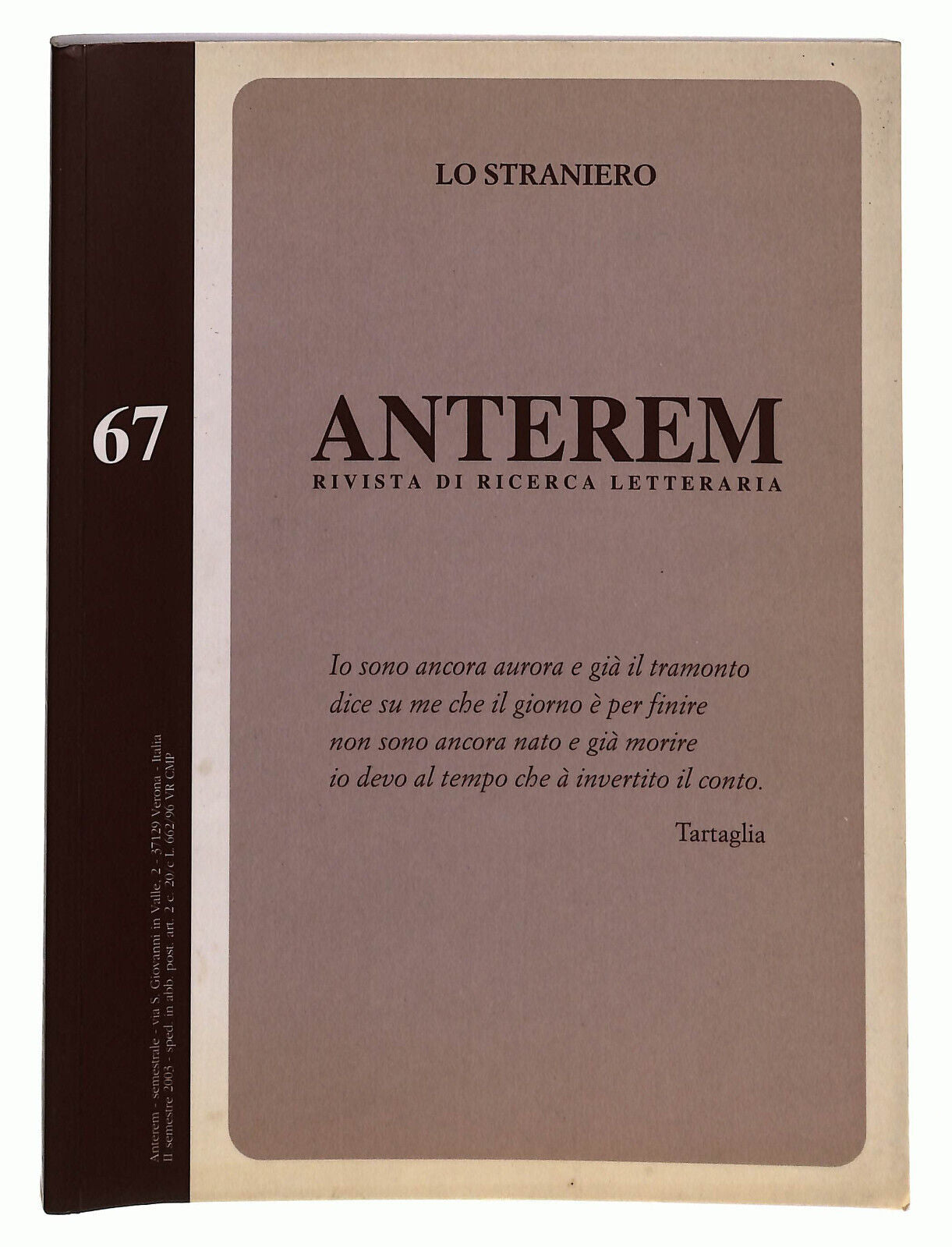 EBOND Anterem Rivista Di Ricerca Letteraria n 67 Libro LI022360
