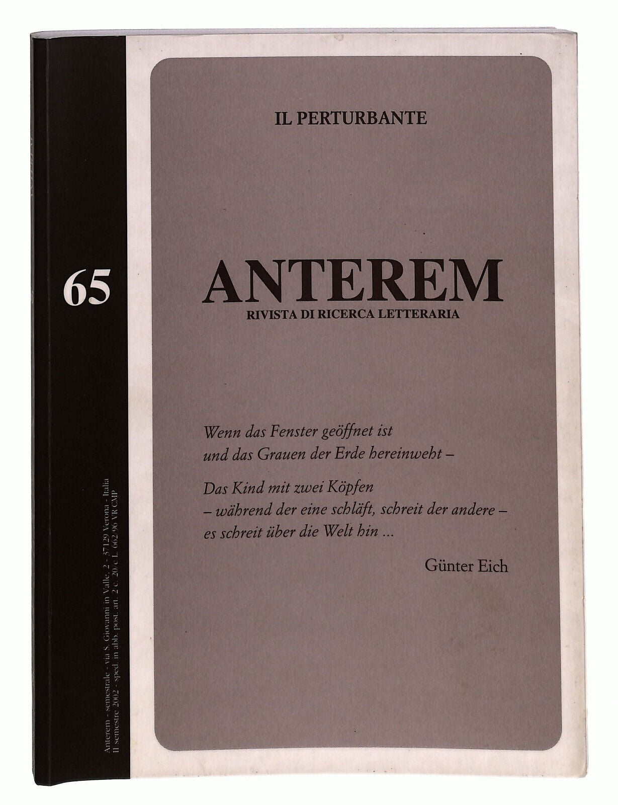 EBOND Anterem Rivista Di Ricerca Letteraria n 65 Libro LI022361