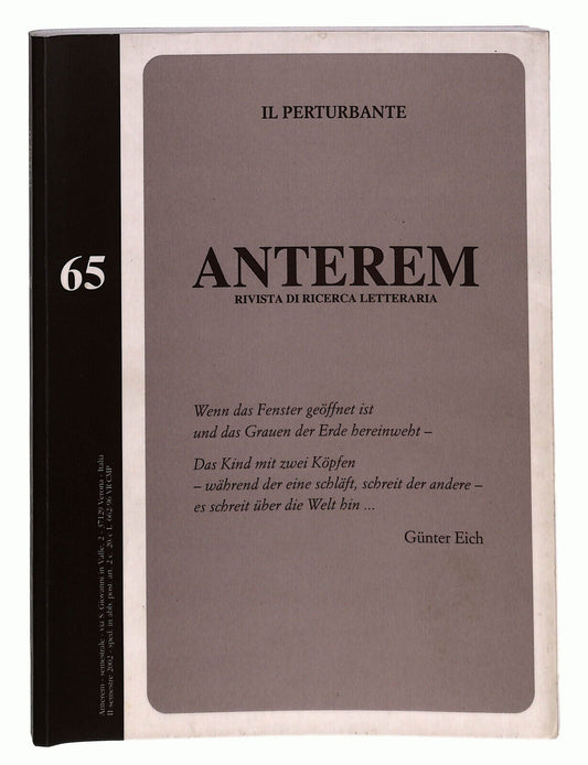 EBOND Anterem Rivista Di Ricerca Letteraria n 65 Libro LI022361