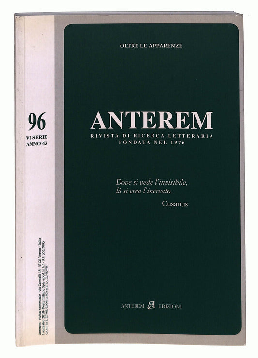 EBOND Anterem Rivista Di Ricerca Letteraria n 96 Libro LI022553