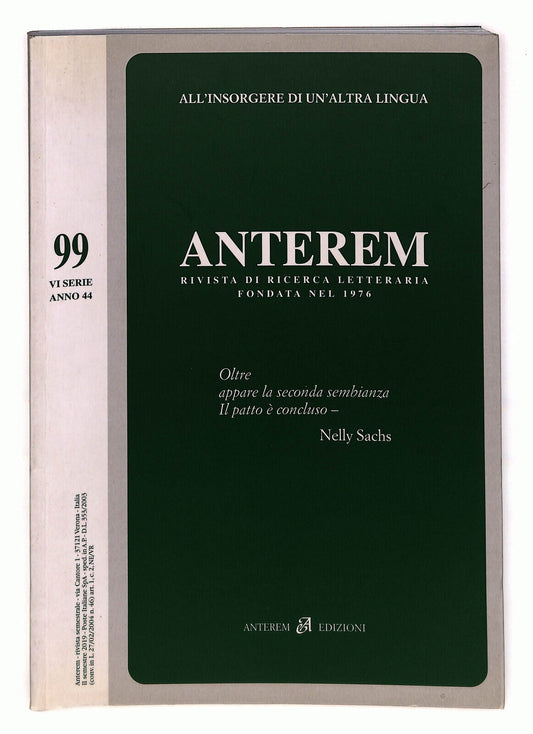 EBOND Anterem Rivista Di Ricerca Letteraria n 99 Libro LI022658
