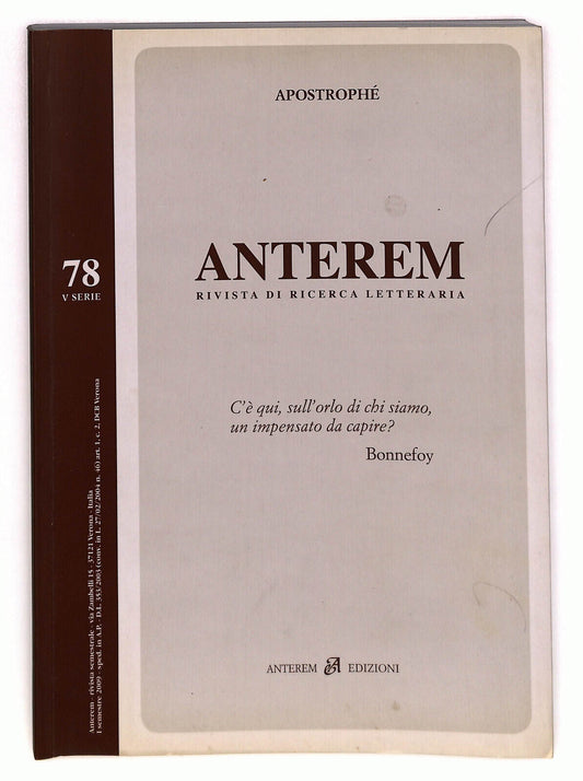EBOND Anterem Rivista Di Ricerca Letteraria n 78 Libro LI022659