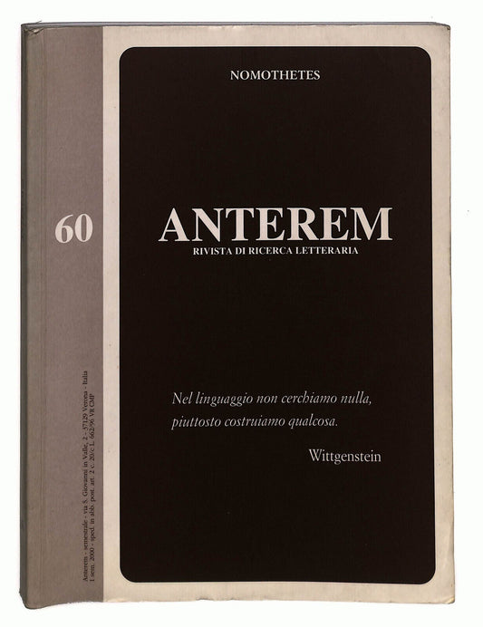 EBOND Anterem Rivista Di Ricerca Letteraria n 60 Libro LI023122