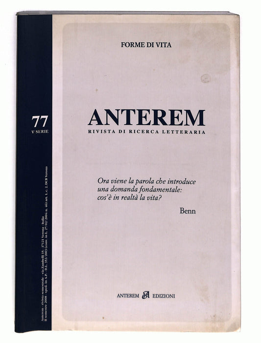 EBOND Anterem Rivista Di Ricerca Letteraria n 77 Libro LI023123
