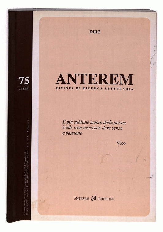 EBOND Anterem Rivista Di Ricerca Letteraria n 75 Libro LI023126