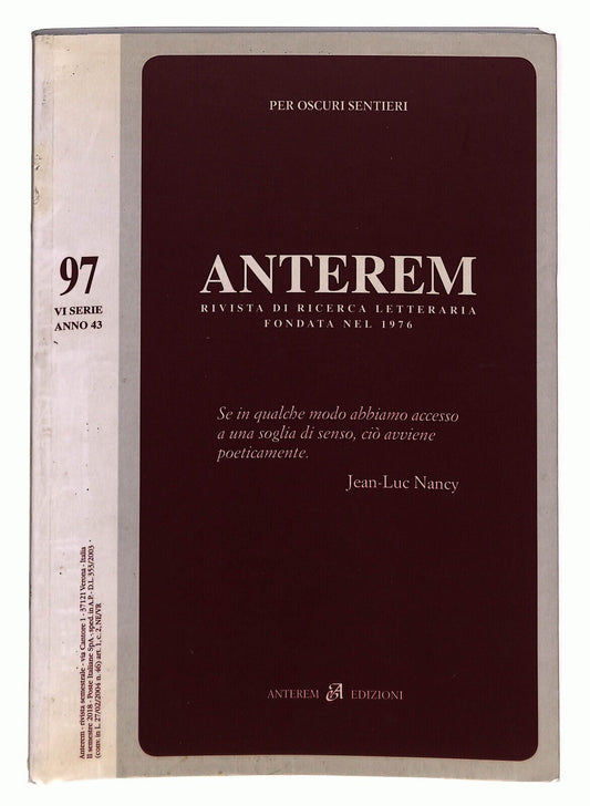 EBOND Anterem Rivista Di Ricerca Letteraria n 97 Libro LI023150