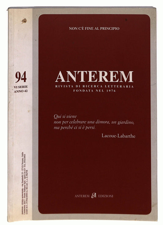 EBOND Anterem Rivista Di Ricerca Letteraria n 94 Libro LI023151