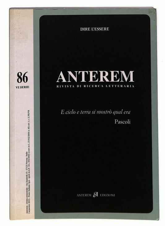 EBOND Anterem Rivista Di Ricerca Letteraria n 86 Libro LI023152