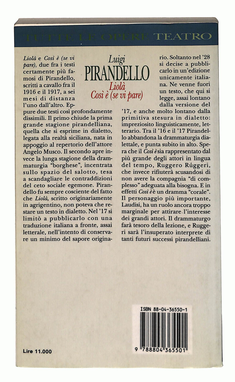 EBOND Liola Cosi e (se Vi Pare) Di Luigi Pirandello Libro LI023264