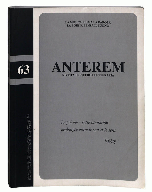 EBOND Anterem Rivista Di Ricerca Letteraria n 63 Libro LI023351