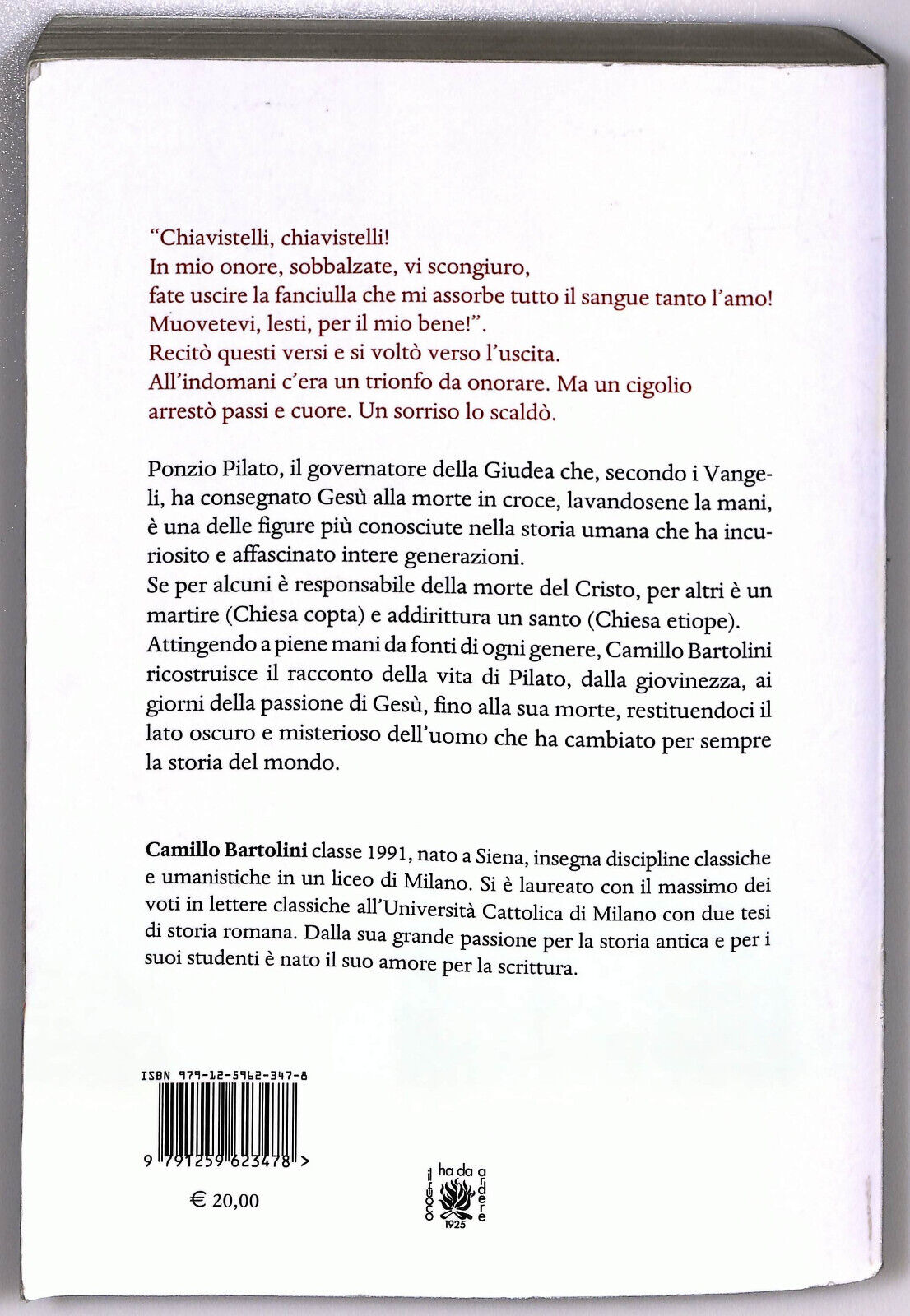 EBOND Secondo Pilato Di Camillo Bartolini 2023 Libro LI023551