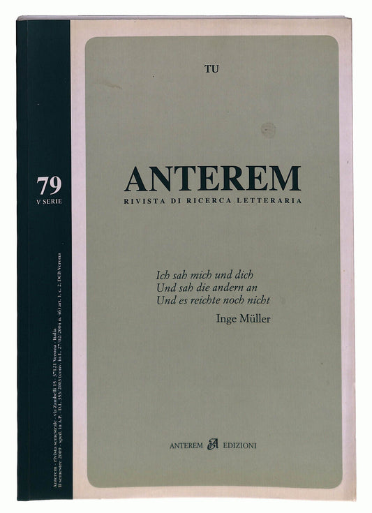 EBOND Anterem Rivista Di Ricerca Letteraria n 79 Libro LI024252
