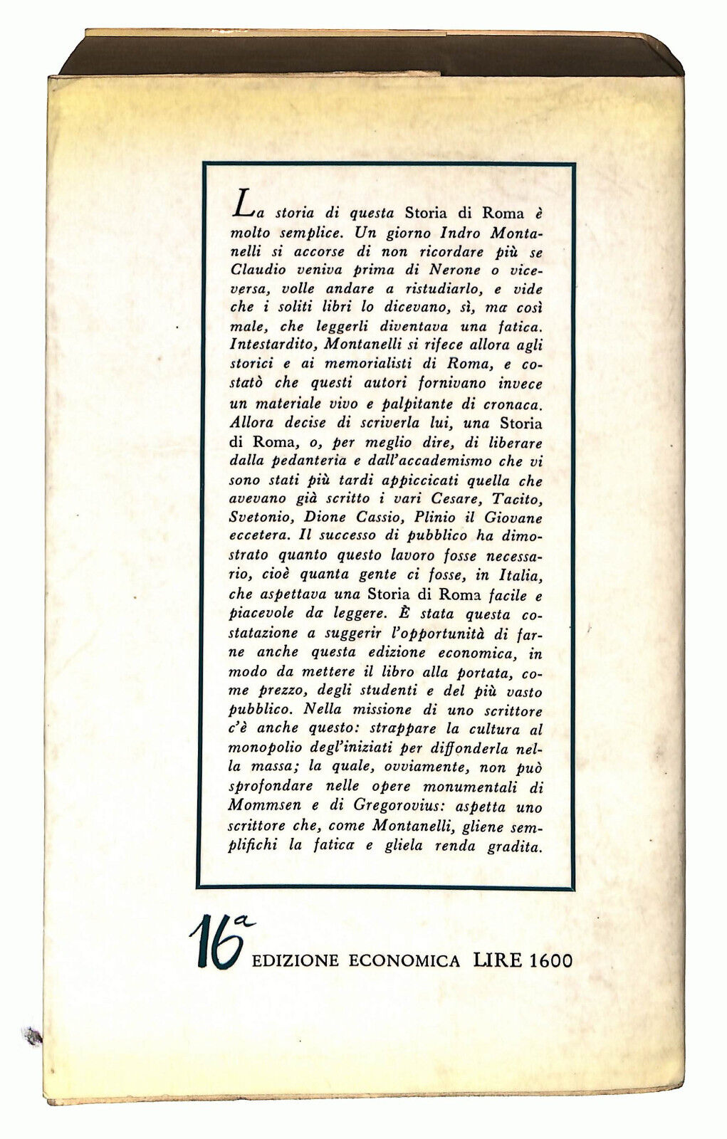 EBOND Storia Di Roma Di Indro Montanelli Rizzoli 1966 Libro LI024905