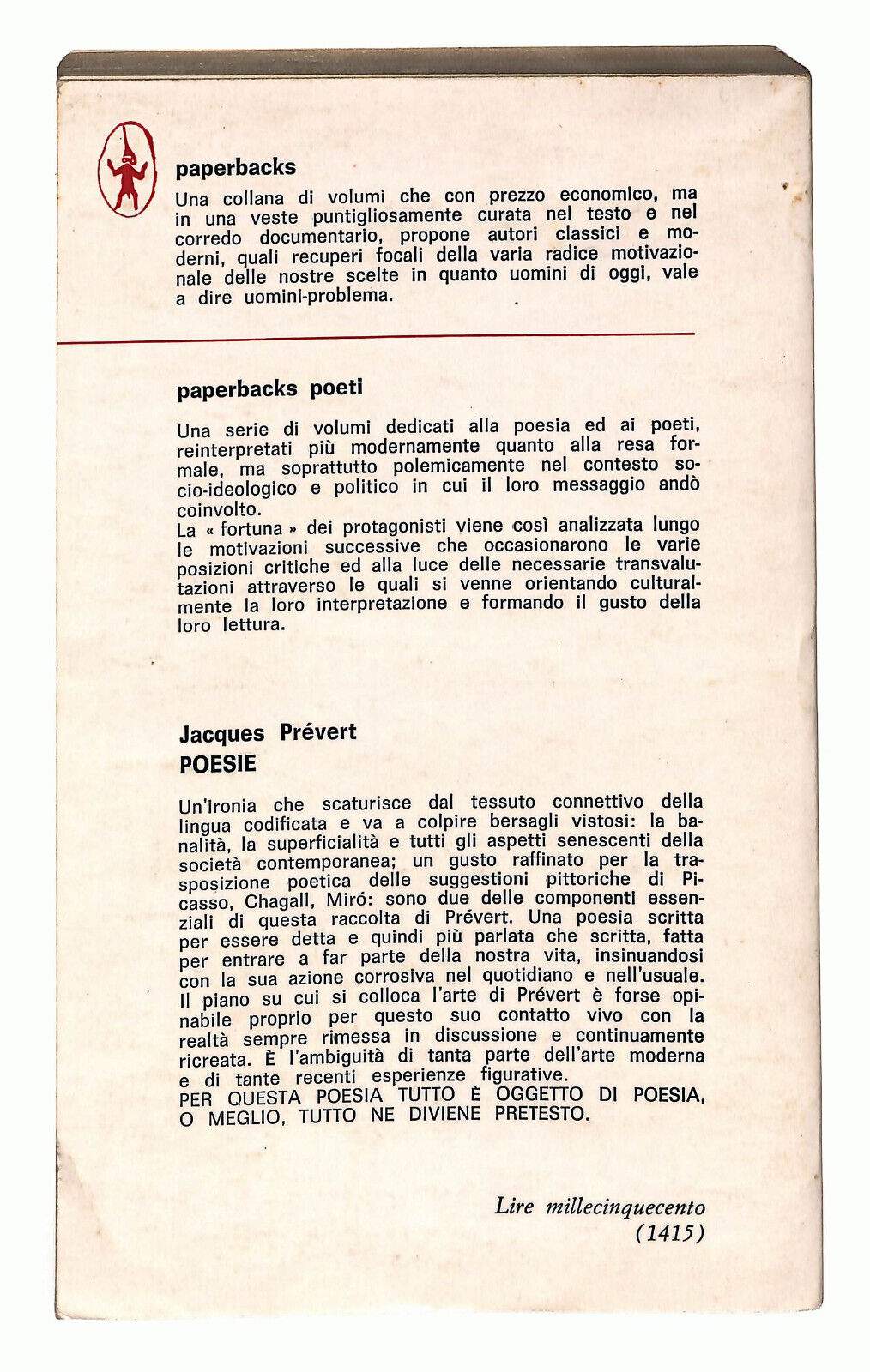 EBOND Poesie Di Jacques Prevert Newton Compton 1975 Libro LI025408
