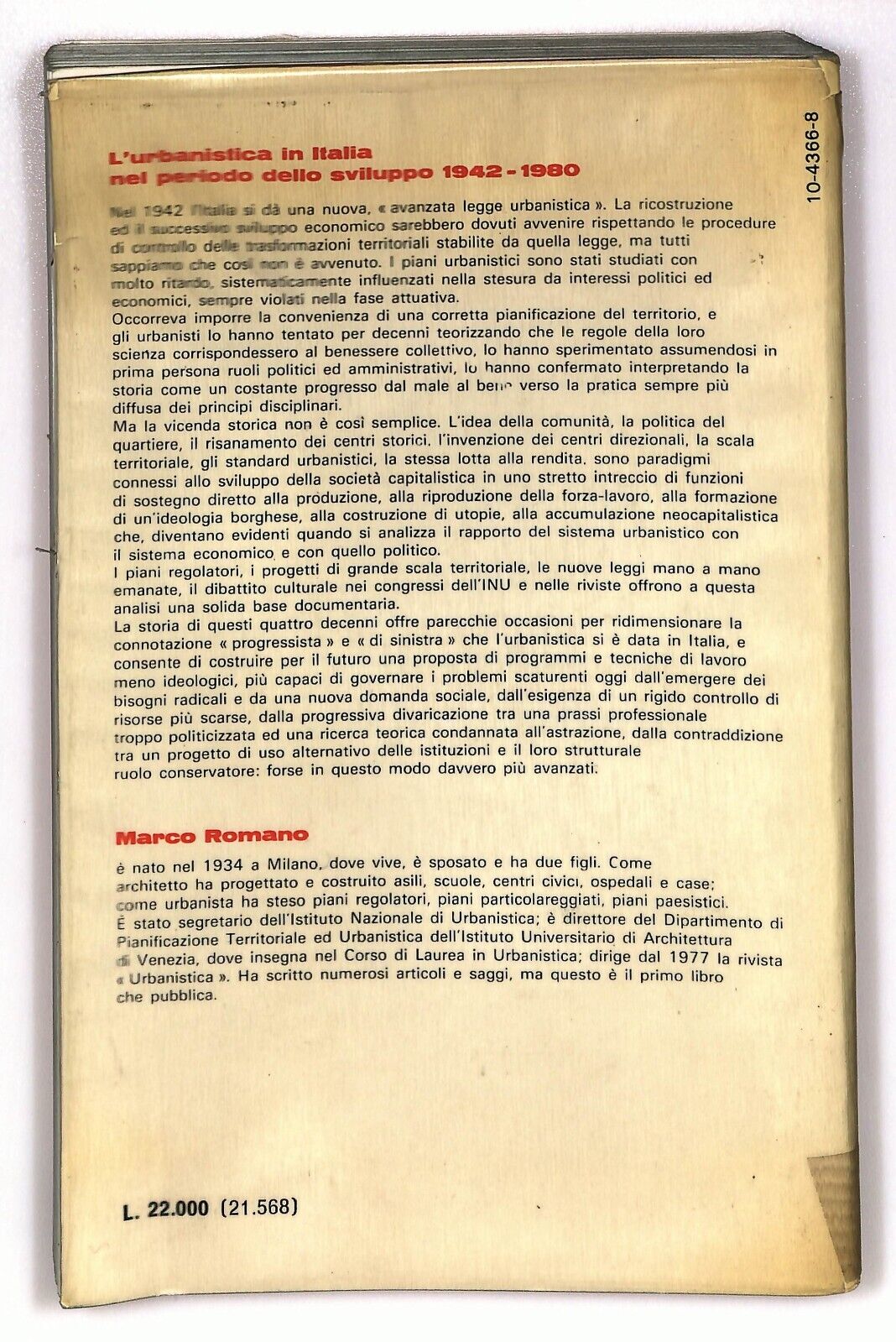 EBOND L'urbanistica In Italia Periodo Dello Sviluppo 1942-1980 Libro LI026150