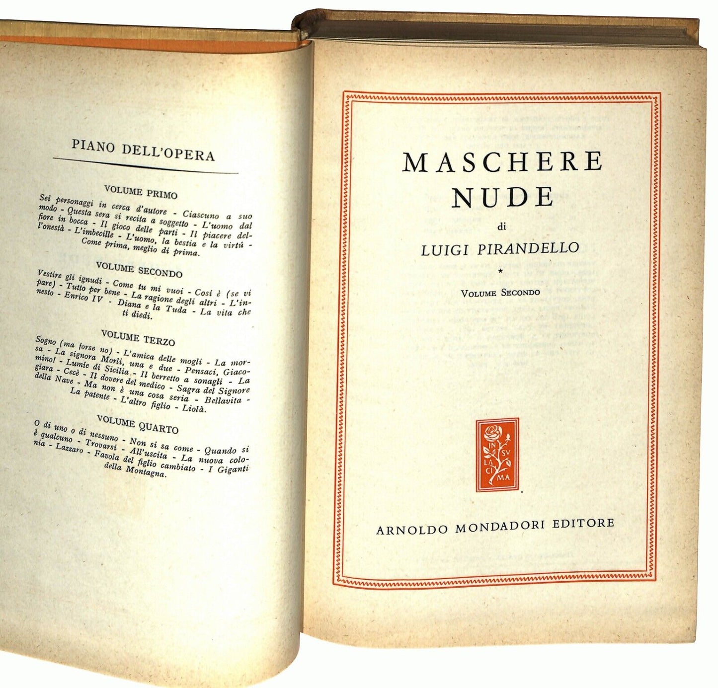 EBOND Maschere Nude Vo.ii Luigi Pirandello Omnibus Mondadori 1956 Libro LI026513