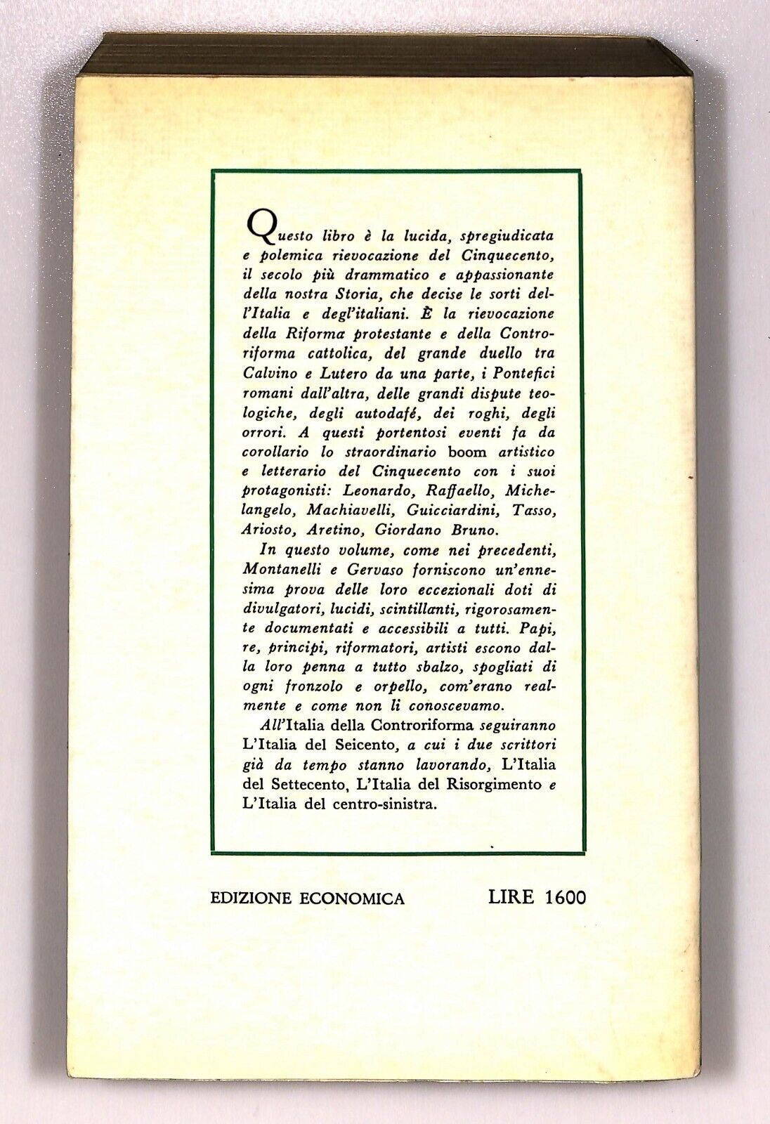 EBOND L'italia Della Controriforma Indro Montanelli Rizzoli 1969 Libro LI026564