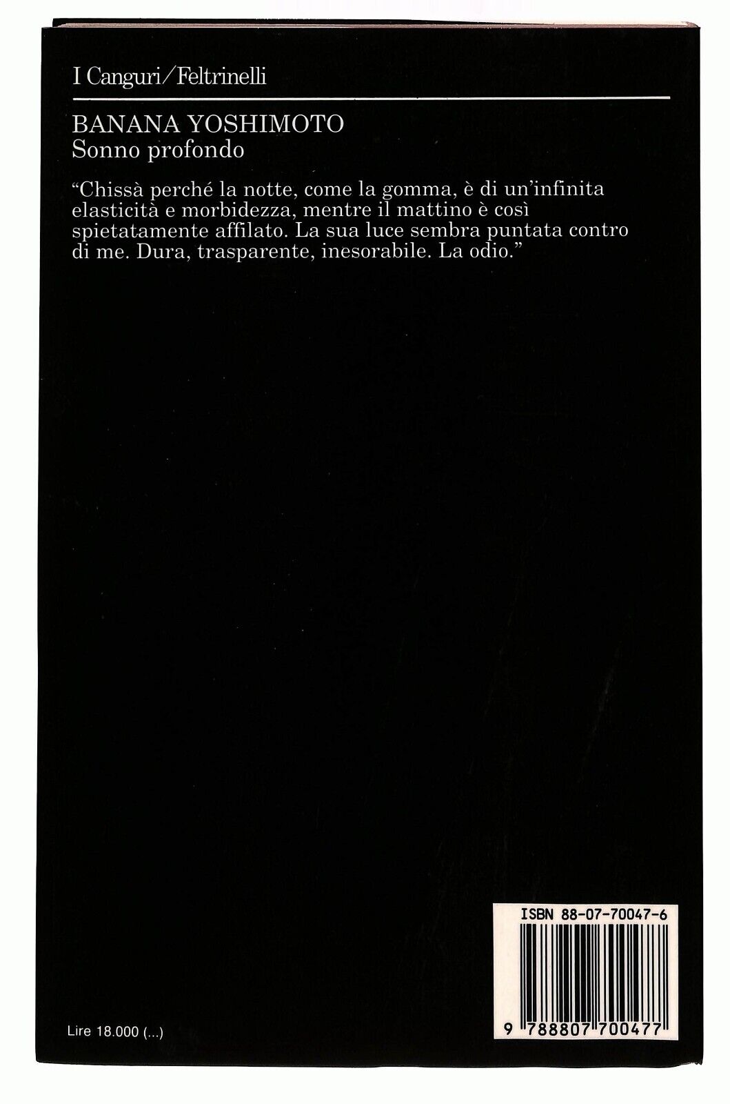 EBOND Sonno Profondo Yoshimoto Banana Feltrinelli 1994 Libro LI027024