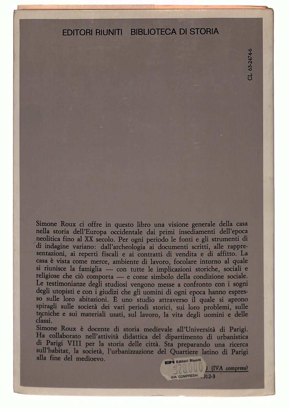 EBOND La Casa Nella Storia Simone Roux Ed. Riuniti 1982 Libro LI027711