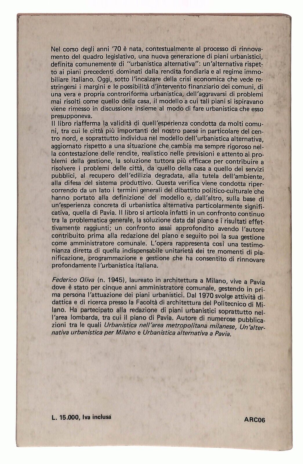 EBOND Il Modello Dell’urbanistica Alternativa Federico Oliva 1984 Libro LI027712