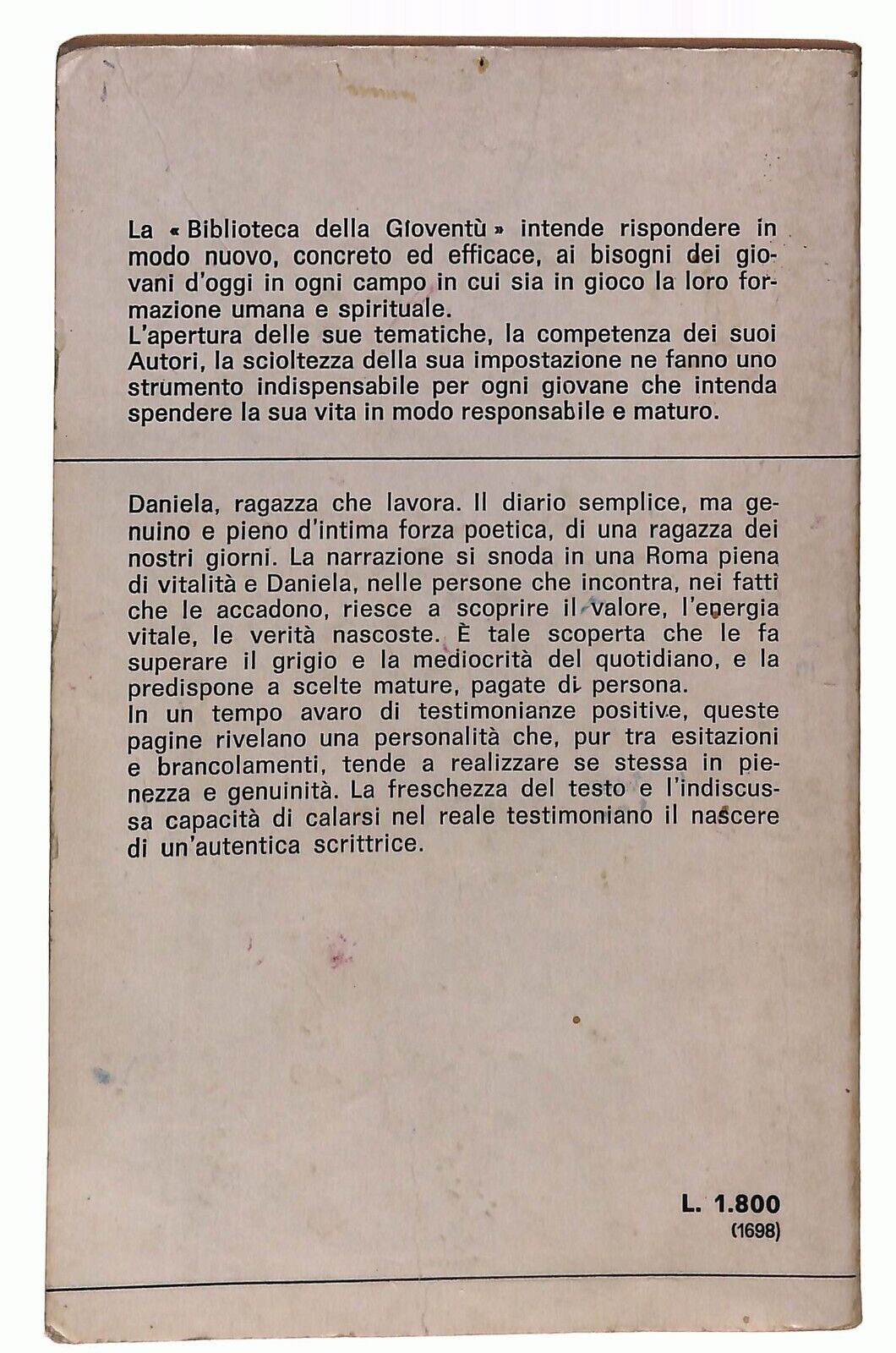 EBOND Il Diario Di Daniela Ragazza Che Lavora Daniela Valeri 1976 Libro LI028209