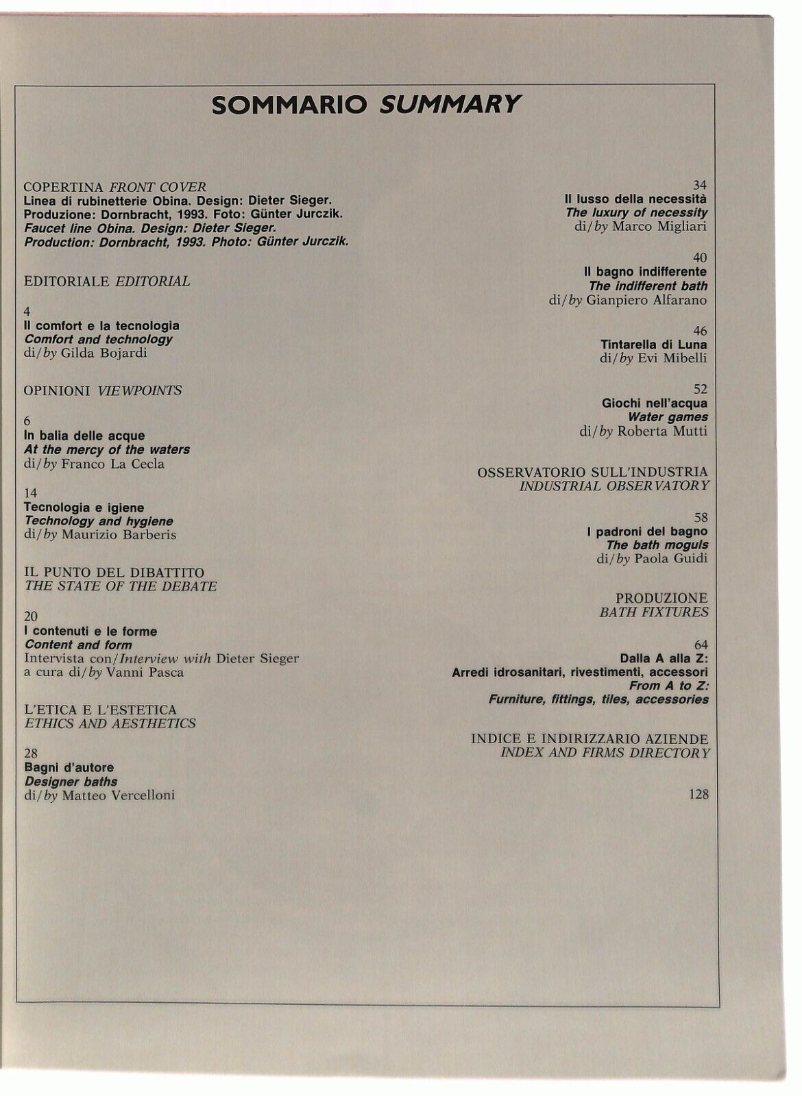 EBOND Interni Annual N.4 Bagno 1993-1994 Confort e Tecnologia Libro LI030064